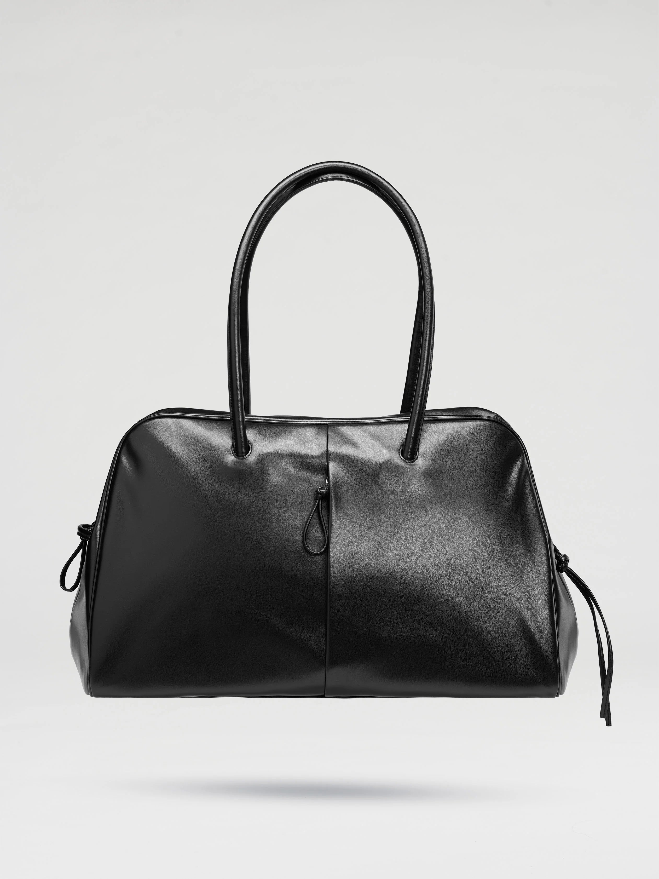 Soft Vegan Leather Large Bowling Shoulder Tote Bag