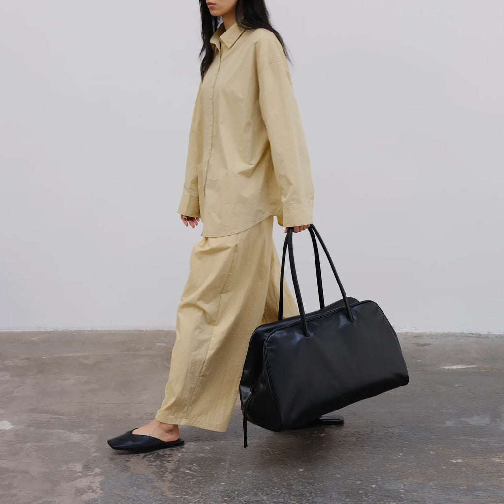 Soft Vegan Leather Large Bowling Shoulder Tote Bag