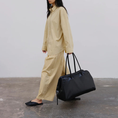 Soft Vegan Leather Large Bowling Shoulder Tote Bag