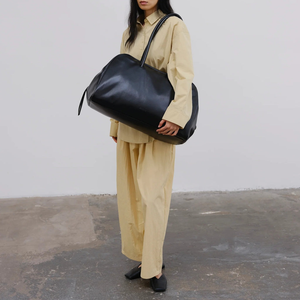 Soft Vegan Leather Large Bowling Shoulder Tote Bag