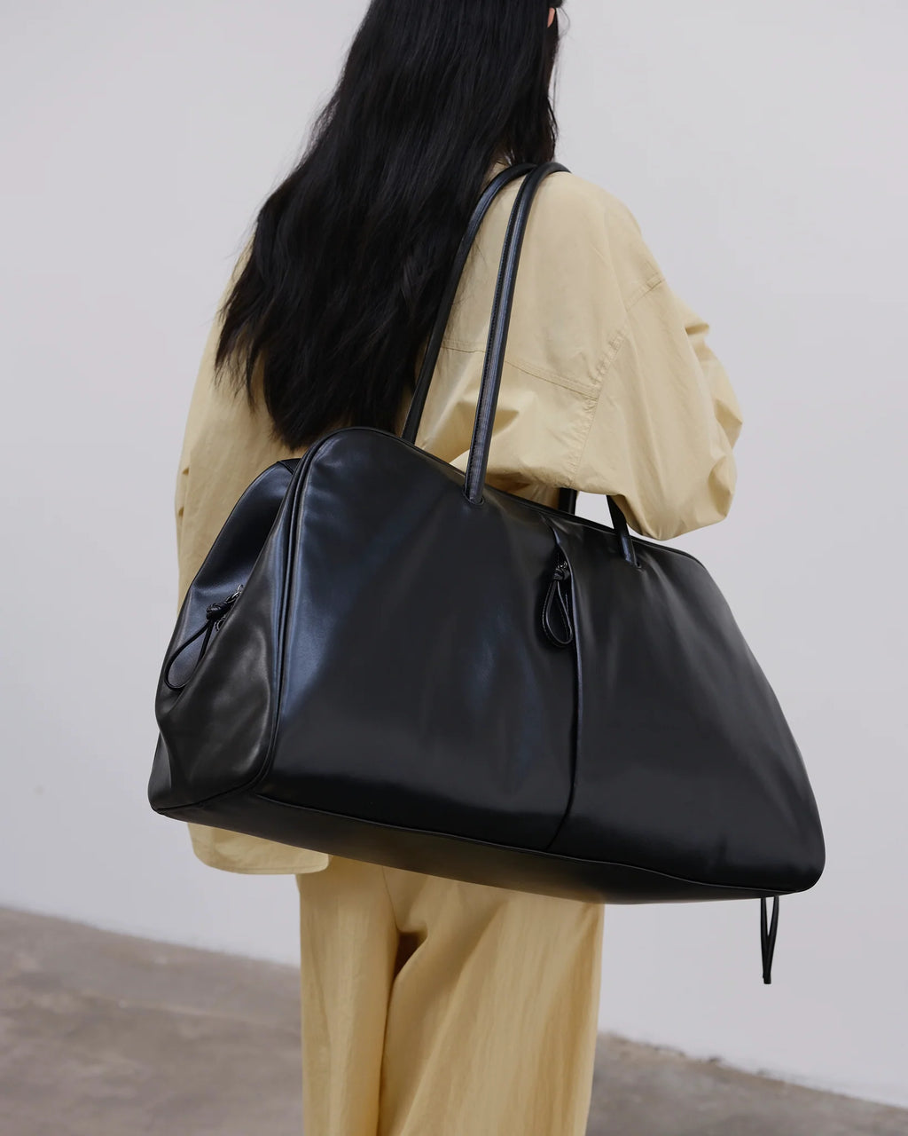 Soft Vegan Leather Large Bowling Shoulder Tote Bag